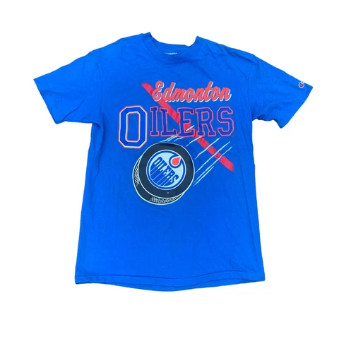 Vintage Edmonton Oilers Shirt Mens Medium NHL HOCKEY Champion 80s Cover