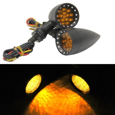 Black Bullet LED Turn Signal Amber Light For Yamaha V Star 1300 1100 950 650 250 - Image 1 of 4