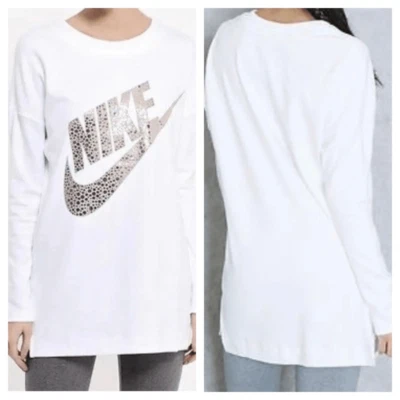 Sudadera para mujer Nike Rally polar metálico cuello redondo marfil talla M Foto 1 de 4