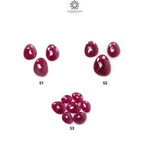 Juego de 3 piezas, 7 piezas de piedras preciosas de rubí 100 % natural corte rosa parte posterior plana forma desigual - Imagen 1 de 8