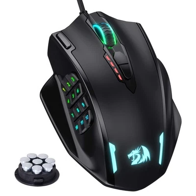 🖱️Redragon M908 Impact RGB Wired MMO Gaming Mouse 12400DPI 18 Macro Buttons - Image 1 of 4