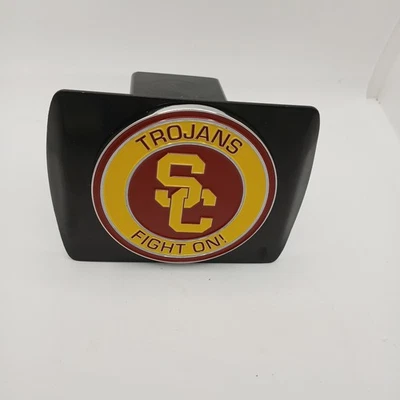 Fanmats NCAA USC Trojans  Fight On! 3D Color on Black Metal Hitch Cover New Open - Image 1 of 4