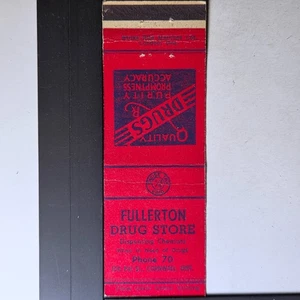 Fullerton Drug Store Cornwall Ontario Vintage Red Strikes Matchbook - Picture 1 of 3