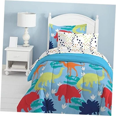  Dinosaur Prints Boys Comforter Set with Twin Multicolor Dinosaur Prints - Image 1 of 4