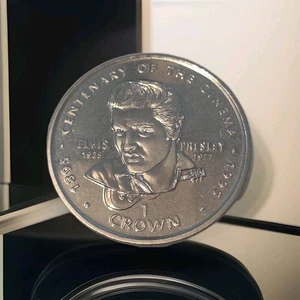 1995 Gibilterra 1 Corona Argento Proof Centenario del Cinema, Elvis Presley Commem - Foto 1 di 2