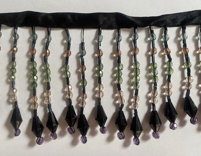 Spectacular Purple beaded fringe, upholstery, curtains, 2 1/3+ yards, new - Image 1 of 3