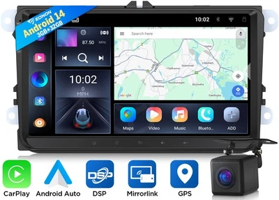 Android 14 para VW Tiguan 5N 2007-2015 Apple CarPlay estéreo GPS navegación por satélite radio DSP Foto 1 de 4