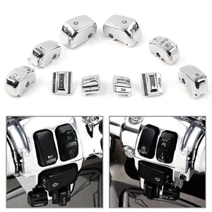 For Harley Touring 96-13 Chrome 10pc Hand Control Switch Housing Button Cap Set - Picture 1 of 5