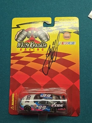 Signed Jeff Burton #99 White Knuckle Racing 1/64 Ford Taurus Diecast Car - Image 1 of 4