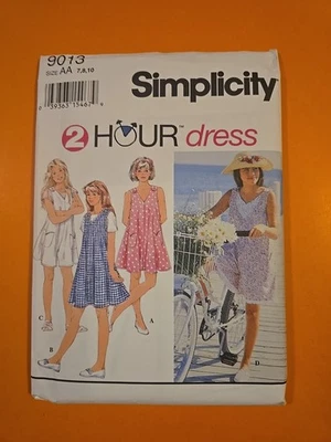 SIMPLICITY PATTERN 9013 GIRLS' DRESS OR ROMPER SIZE AA 7-8-10 - Image 1 of 3