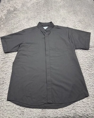 Camicia RJ Toomey uomo 17,5 nera clero sacerdote chiesa culto bottoni vintage USA - Immagine 1 di 4