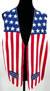 Chaleco God Bless America Mujer Hecho a Mano Reversible Novedad Talla Grande Algodón - Imagen 1 de 12