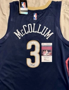 CJ McCollum #3 Signed Autographed New Orleans Pelicans Jersey (JSA) COA - Picture 1 of 4