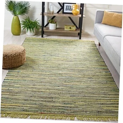  Rag Rug Collection Area Rug - 5' x 8', Light Green & Multi, Handmade Boho  - Image 1 of 4