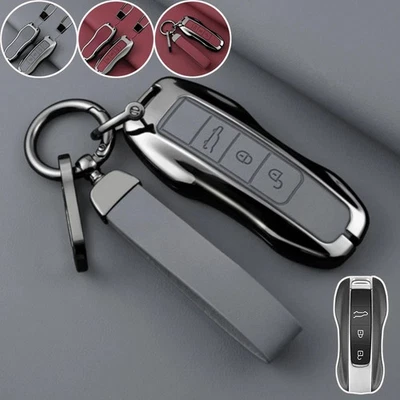 For Porsche Cayenne Panamera 911 Taycan Zinc Alloy Leather Car Key Case Cover - Image 1 of 4