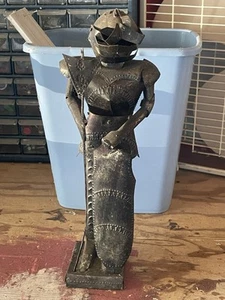 VINTAGE MEDIEVAL KNIGHT METAL ARMOR FIGURE STATUTE HANDMADE MEXICO 16" H - Picture 1 of 21