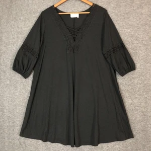 Vestido Just Found para mujer 2X negro gótico crochet encaje ribete fluido túnica campesina Y2K - Imagen 1 de 12
