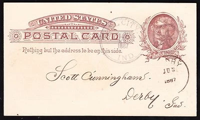 US UX8 1c Postcard with Tell City Indiana Fancy "Star" Cancel - Image 1 of 2