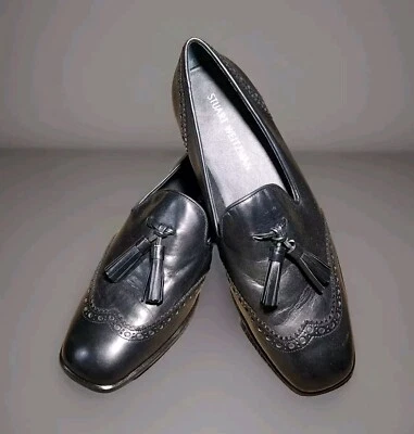 NWOB AUTH STUART WEITZMAN BOYTHING LOAFER G222472 BLACK LEATHER 11.5M MSRP $425 - Image 1 of 4