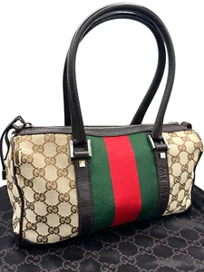 GUCCI Sherry Line GG Canvas Leather Mini Boston Bag Beige Brown 3045 Authentic - Picture 1 of 23