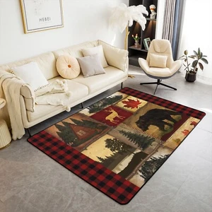 Bear Cabin Plaid Area Rug 4'11" x 3'3" for Home,Rustic Farmhouse Living Room ... - Picture 1 of 6