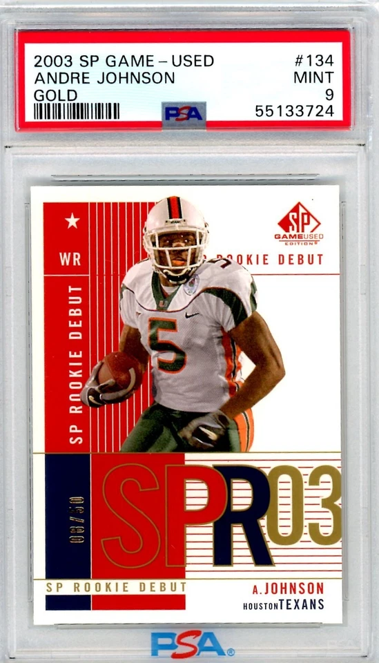 2003 SP Game Used ANDRE JOHNSON Texans GOLD 8/50 Rookie RC Highest HOF 134 PSA 9 - Image 1 of 1