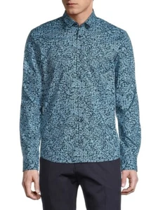 HUGO BOSS Ero3 Casual Cotton Shirt Geometric Print Extra Slim Fit - Size 2XL - Picture 1 of 5