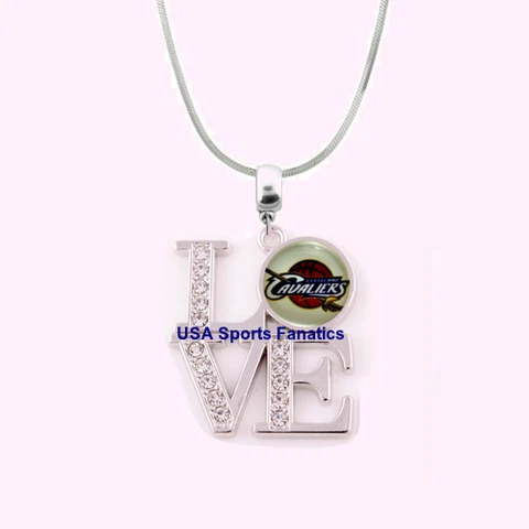 NBA Cleveland Cavaliers 925 Sterling Silver Team Love Necklace With Rhinestones Cover