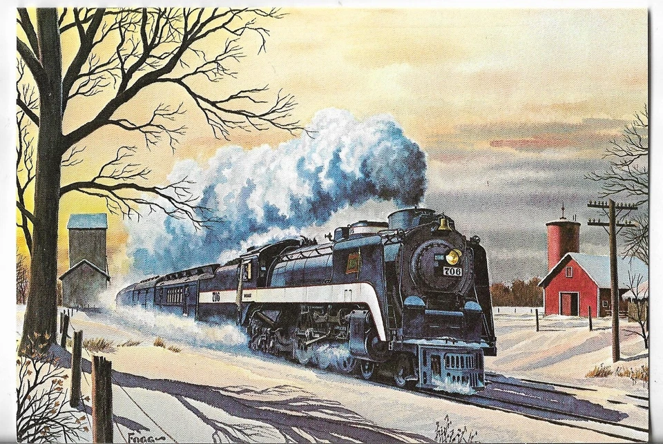 NOS LEANIN' TREE Christmas Card 7.25x5.5 The Wabash Cannonball Train - Image 1 of 3