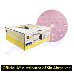 SIA 1950 SIASPEED FILM SANDING DISCS 150MM 15 HOLE HOOK AND LOOP PK50 - P800+ - Picture 1 of 5