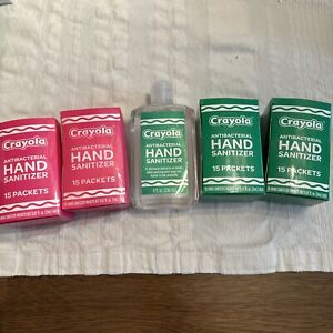 4 Crayola Kids Clean Hand Wash 15 Wipes  Per Box . Plus 8fl.oz. Hand Sanitizer