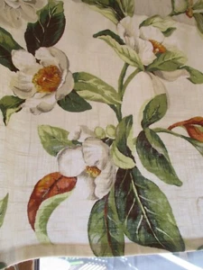 Floral Valance Custom Made Etsy 16" X 52" Cream Green Linen Blend EXCELLENT - Picture 1 of 6