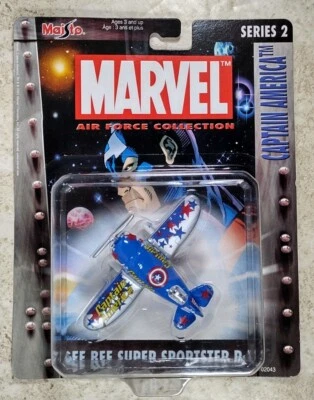 Marvel Air Force Die Cast Captain America Gee Bee Airplane Maisto 2003 SEALED - Image 1 of 4