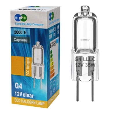 LONG LIFE LAMP COMPANY Long Life G4 Halogen Capsule Light Bulbs 12v - 5w or 10w or 20w or 35w