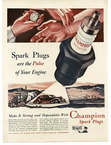 1939 Champion Spark Plugs car in desert art Vintage Print Ad - Picture 1 of 1