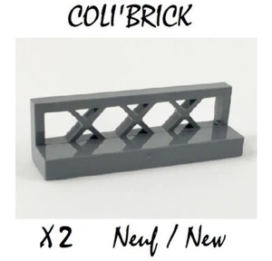 lego 3633 - 2x Barriere Cloture Fence 1x4x1 - Gris Dark Bluish Gray Grey - Neuf - Photo 1/1