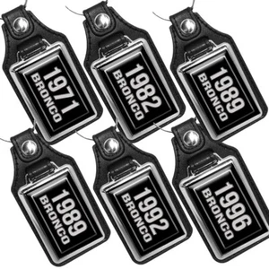 1966 through 2020 Ford Bronco SUV Black & Silver Design Faux Leather Key Ring - Bild 1 von 35