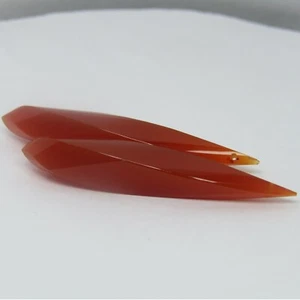Par de gotas largas de ágata naranja natural genuina de 26,70 quilates a juego con orificio Ref VDO - Imagen 1 de 4