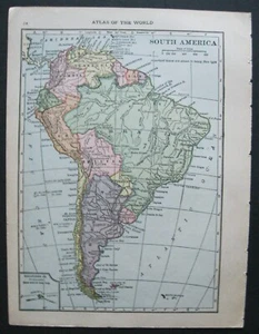 1917 Original Antique Hammond Atlas Map of South America reverse Central Amer. - Picture 1 of 7