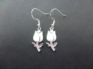 Crystal Rose Flower Charm earrings - Picture 1 of 4