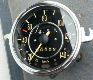 VW Käfer Tacho Chromring i.d.Mitte 9.68-8.69 verbaut 7 Kontrolleuchten 2. Serie - Picture 1 of 2