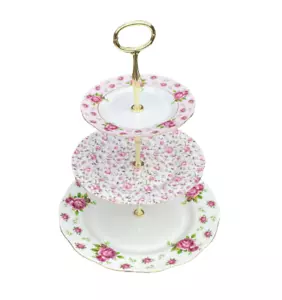 Royal Albert New Country Roses White Vintage 3-Tier Cake Stand NEW - Picture 1 of 2