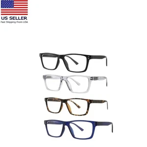 Reading Glasses Rectangle Blue Light Blocking 4 Piece Set Strength + 1.75 - Picture 1 of 8