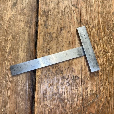 VINTAGE METAL T SET SQUARE 6” ENGINEERS SETTING OUT TOOL CARPENTERS OLD TOOLS - Image 1 of 4