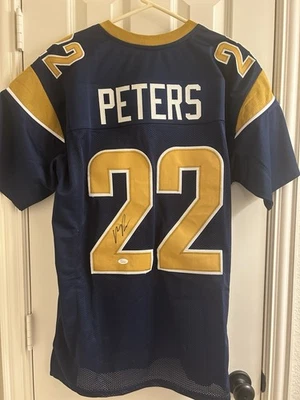 Jersey Marcus Peters Autografiado/Firmado JSA LA Rams Jersey XL #22 Azul Marino Foto 1 de 4
