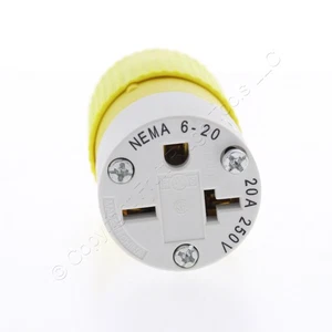 Bryant Industrial Yellow Straight Blade Connector NEMA 6-20R 20A 250V 5469NCSY - Picture 1 of 5