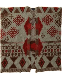 AMERICAN EAGLE Womens Poncho Jumper One Size Grey Fair Isle CJ07 - Picture 1 of 3