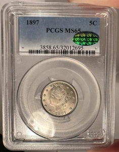 1897 5c PCGS MS 65 CAC Liberty Nickel - Picture 1 of 4