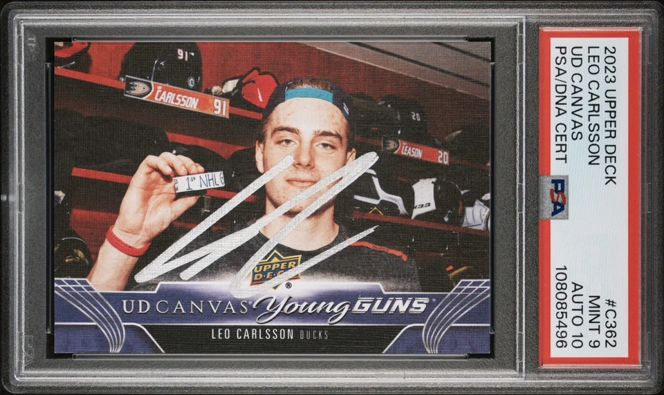 Leo Carlsson Signed 2023-24 Upper Deck Young Guns Canvas #C362 PSA 9/10 POP 3 - Image 1 of 3