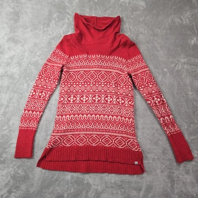 Suéter Eddie Bauer Rojo Crema Isla Justa Algodón Lana Acogedor Vacaciones Navidad Talla S Foto 1 de 4